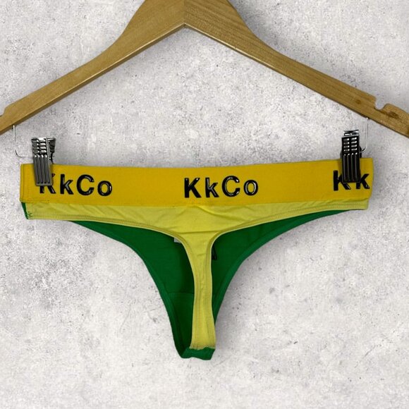 NEW KkCo Dag Thong Undies Green Yellow Size Medium‎ Stretch Cotton Garmentory - Picture 6 of 10